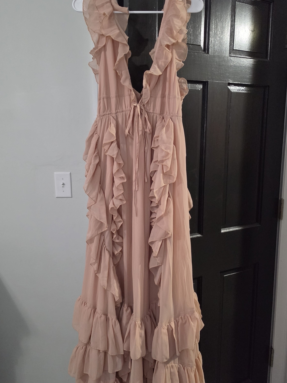 Women's Ruffle Maxi Dress in Blush Pink